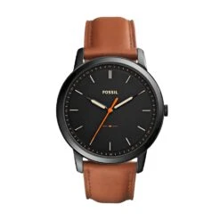 Fossil - Man Watch Minimalist Black Brown Leather 150 Fossil Man Watch Minimalist Black Brown Leather 150