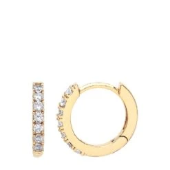 Estella Bartlett - Pave Gold Plate White Cubic Zirconia Hoop Earrings Estella Bartlett Pave Gold Plate White Cubic Zirconia Hoop Earrings
