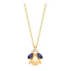 Estella Bartlett - Blue Marquise And Pearl Bug Necklace Gold Plated Estella Bartlett Blue Marquise And Pearl Bug Necklace Gold Plated