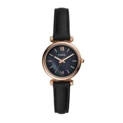Fossil - Watch Carlie Mini Rose Gold Black Strap 150 Fossil Watch Carlie Mini Rose Gold Black Strap 150