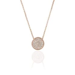 Belle & Beau - Cameo Rose Gold Pave Disc Necklace 6.48g Belle & Beau Cameo Rose Gold Pave Disc Necklace 6.48g