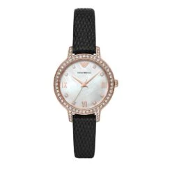 Emporio Armani - Cleo Woman Black Leather White 32 Q3 220 Emporio Armani Cleo Woman Black Leather White 32 Q3 220