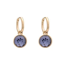 Belle & Beau - Jewel Drop Hoop Earrings Gold Blue 7.16g Belle & Beau Jewel Drop Hoop Earrings Gold Blue 7.16g